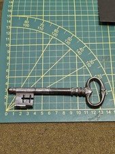 Antique wrought iron key trunk door lock 19th century old key 14 cm