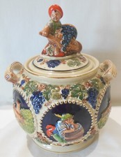 Gerzit Gerz West Germany Ceramic Majolica Rumtopf Rum Pot & Lid Castles