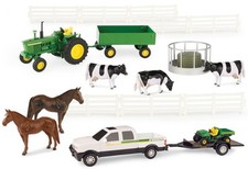 ERTL - Ensemble fermier avec tracteur JOHN DEERE, animaux, accessoires, 4x4 r...