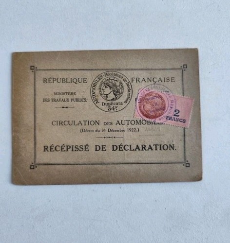 Ancienne carte grise citroën - ancienne,