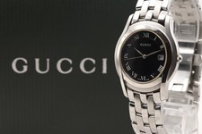 [Near MINT w/ Box] GUCCI 5500M Black Dial Date Men's Qz Watch Swiss Made