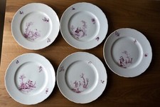 Lot of 5 Antique Creil Montereau Watteau White Earthenware Plates