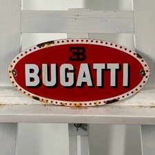 Plaque émaillée Bugatti - 30x15cm (11,8x5,9") - Belle et rare enseigne...