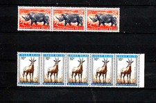 CONGO BELGE : animaux africains 2 blocs de 5 et 3 neufs **