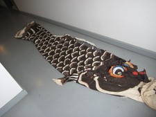 VINTAGE JAPANESE  12' KOINOBORI WIND SOCK KOI CARP STENCILED COTTON FOR PARTS