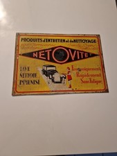 PLAQUE TÔLE NETOVITE ENTRETIEN  VOITURE ANCIENNE OBJET PUB GARAGE non Émaillé 