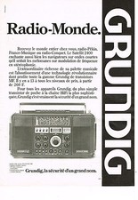 PUBLICITE ADVERTISING 114  1979  GRUNDIG  raio- monde en FM  transistor SATELLIT