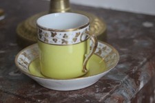 Tasse litron Empire en porcelaine de Paris, fond jaune rare, décor doré pampre 2