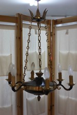 Lustre de style Empire à 6 bras de lumière en laiton