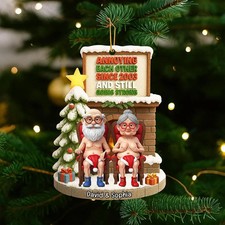 Personalized Naughty Old Couple Christmas Ornament Flat 2D Ornament, Annoying