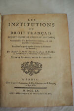 Claude SERRES - Institutions du Droit Français 1760 - Seconde édition