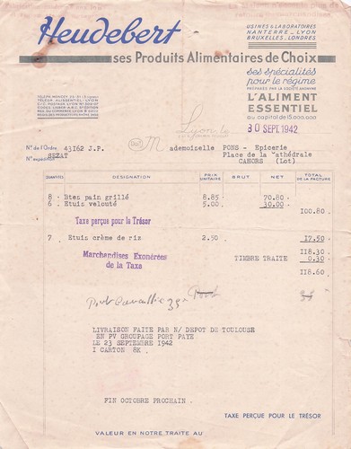 Cahors epicerie pons 1942 - 46,