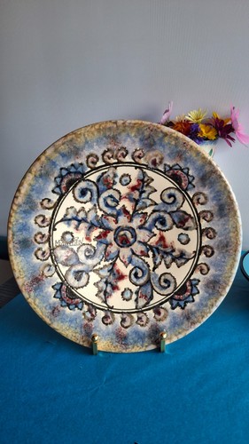 Assiette décor floral bleu