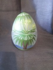 ancien objet de vitrine boite à bijoux en verre peint à la main forme oeuf signé