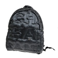CHANEL Doudoune Backpack Embossed Nylon Leather Gray Black Italy 55RF175