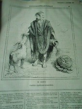 Cartoon 1876 - Mr. Janus Two Faces Watering Cabbage and Feeding Goat