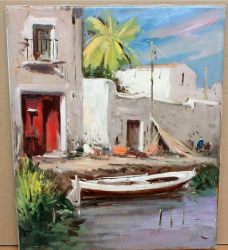 Tableau ancien huile paysage - tableau,