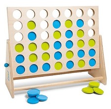 Jeu 4 en ligne Géant en bois 57x39 cm - Jeu de société XXL