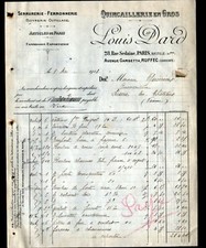 RUFFEC / PARIS (16 / XI °) HARDWARE IRONWORK LOCKSMITH "Louis DARD" 1918