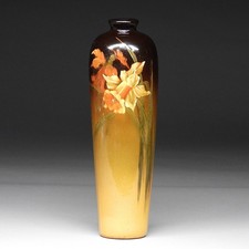 Weller Louwelsa 607 4 Arts & Crafts Daffodil Hand Painted Vase 11 7/8"