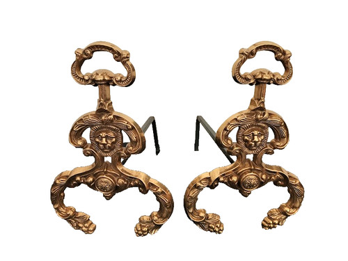 Paire chenets bronze - paire, en