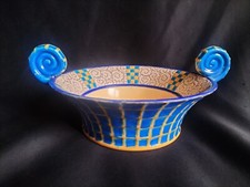 Longwy / Coupe à oreilles en émaux à damier & formes stylisées / Art Déco