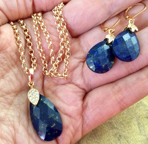 Parure plaqué 18k lapis - parure,