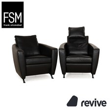 FSM Sésame Cuir Fauteuil Ensemble Noir Fonction Relax Manuelle
