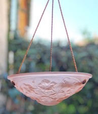 Antique Pink Molded Glass Art Deco Chandelier - Vintage Floral Pendant -...