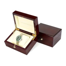 Boîte à Montre Bois Verni Serrure Velours Luxe Rangement Bijoux Homme Femme