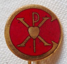 Insigne boutonnière PIE X Vatican Religion Catholique ORIGINAL miniature 12 mm