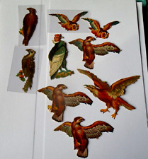 Lot of 9 Antique Birds of Prey Cutouts