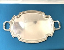 EMPIRE Model 52cm Silver Metal Oval Handle Serving Tray Flat Table