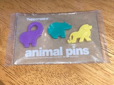 1993 Tupperware Animal Pins - Elephant, Bear, & Lion - New In Bag - T7