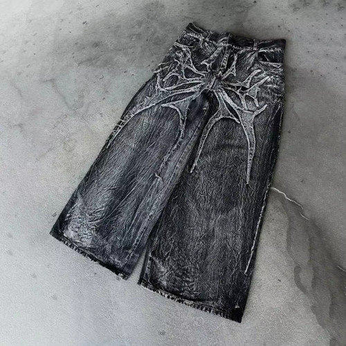Y2k baggy denim jeans gothic - y2k,