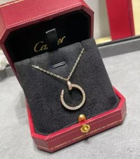 Juste Clou Necklace 18K Yellow Gold Plated with Diamonds, Full Original Box