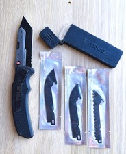 Couteau Pliant TRUE très bon état + 3 lames neuves