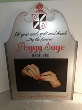 Vintage Peggy Sage Cardboard Store Display Ad Nail Polish Printed in USA