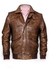 Blouson de vol en cuir de vache pilote aviateur marron bombardier vieilli