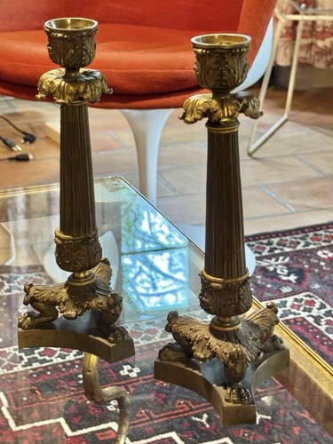 Paire bougeoir bronze - en,