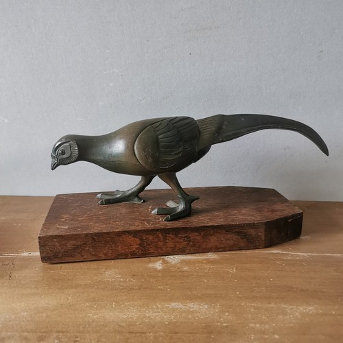 Faisan métal sur socle - faisan,