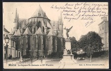 Old postcard Mons, Le Square St. Germain et Ste. Waudru 