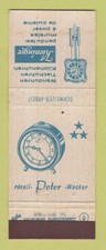 Matchbook Cover - Reveil Peter Wecker Clocks Kieninger Switzerland