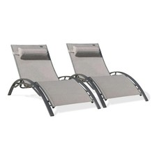 Lot de 2 Bains de Soleil "Cloé" 170cm Gris