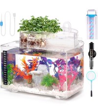 Betta Fish Tank Kit, 3 Gallon Aquarium Self-Cleaning with LED Light, Filter