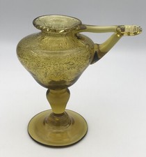 LAMPE a HUILE En VERRE Soufflé Main Bullé Jaune Verrerie BIOT