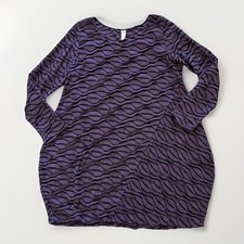 Chalet Brand Tunic Dress Sz L Purple Lagenlook Artsy Scalloped Textured USA Made