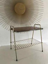 19 ⚜️ Ancienne Desserte Range Disque Vinyle En Laiton Plateau en Formica Vintage