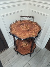 Italian Rosewood Marquetry Bar Tea Dessert Cart 2-Tier 8-Sided Trolley