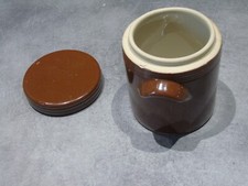 Petit pot à graisse, épices avec couvercle en grès verni diam. 10cm haut 12 cm